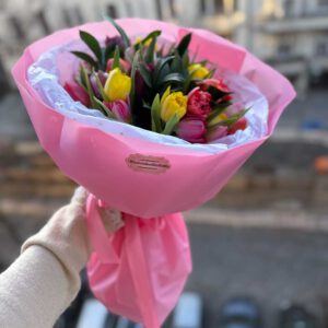 Spring Blossom — Vibrant Tulip & Ruscus Mix